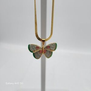 Jacqueline Kent Fish Gold Tone Butterfly Pendant Necklace With Faux Pearls